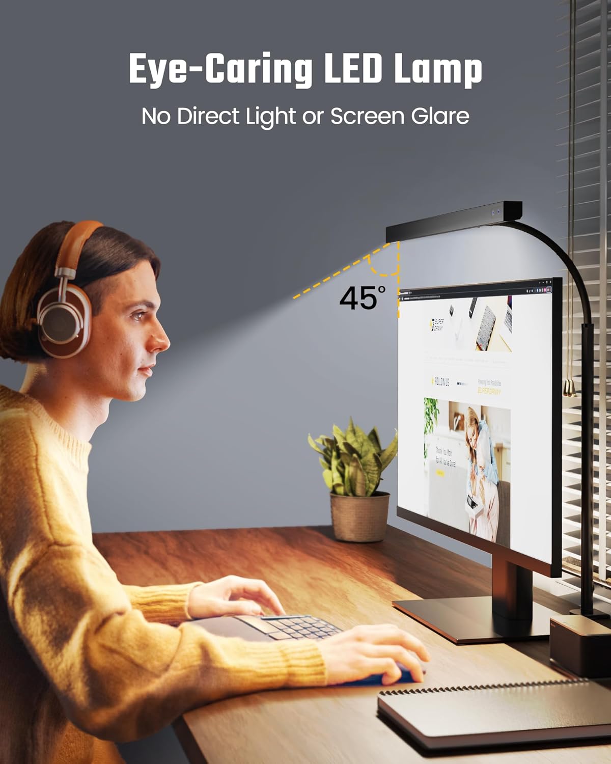 SUPERDANNY LED Desk Lamp for Office Home, Eye-Caring Desk Light with Adjustable Gooseneck, 12W Touch Control Dimmable Brightness, Architect Clamp Lamp with USB Adapter for...