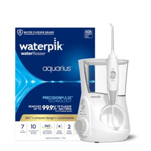 Waterpik Aquarius Water Flosser For Teeth Cleaning, Gums, Braces, Dental Care, Electric Power With 10 Settings, 7 Tips For Multiple Users And Needs, ADA Accepted, White WP-660,...