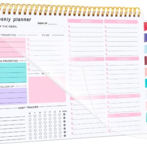 Weekly To Do List Notepad, 8.5''x11'' Weekly Desk Planners with 52 Tear Off Sheets Undated Planner Habit Tracker & Productivity Organizer for Home and Work, Pink
