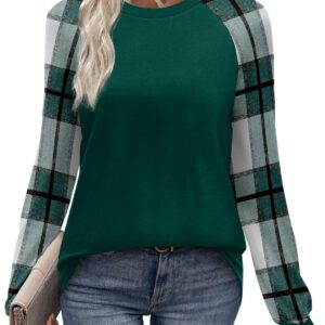 WIHOLL Long Sleeve Shirts for Women Color Block Raglan Tops Casual Crewneck Basic Tees Fall Clothes 2026 Fashion