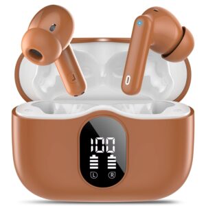 Wireless Earbuds, Bluetooth 5.4 Headphones Bass Stereo, Ear Buds with Noise Cancelling Mic, LED Display in Ear Earphones Clear Calls, IP7 Waterproof Bluetooth Earbuds for...